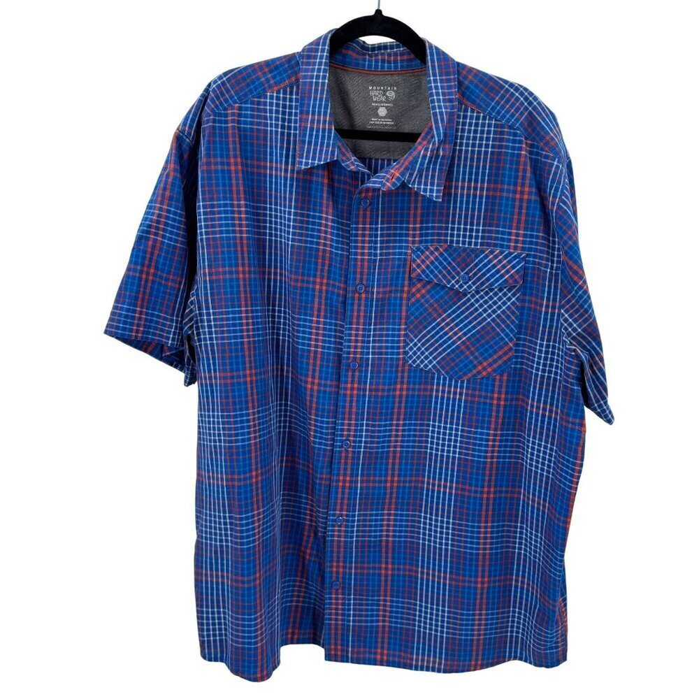 Mountain Hardwear Blue/Red Plaid Short Sleeve Button-Up Shirt Mens XXL